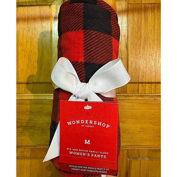10 PAIRS RESELLER BUNDLE - Wondershop Fleece Pajama Pants Red Black Plaid MEDIUM - Picture 5 of 5